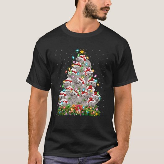 ウォンバットラバークリスマスライツサンタウォンバットクリスマストランジスタ Tシャツ (正面)