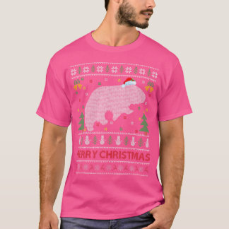 ウォンバット動物愛好家醜いサンタウォンバットクリスマス Tシャツ