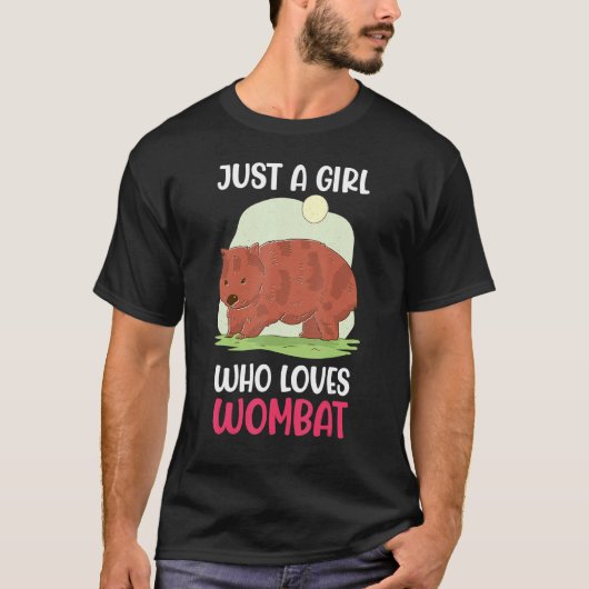 ウォンバット好きな女の子 オーストラリアの動物W Tシャツ (正面)