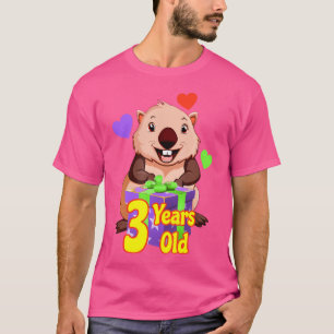 ウォンバット3歳誕生日ウォンバットオーストラリアアニメーション Tシャツ