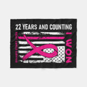 ウォン乳がん生存者22年記念日Cou フリースブランケット (正面(横))