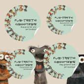 ウォーおもしろいターカラードッグトリマーズブティックブルー ラウンドシール