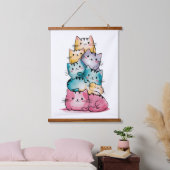 ウォーお洒落タカラーキャットアートプリント – ウォールデコール 吊り下げ型タペストリー (寝室)