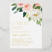 ウォーかわいらしターカラーフローラブーケガーデンパーティー 箔招待状 (正面)