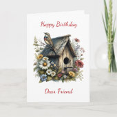 ウォーかわいらしトカラーバ素朴ードハウス誕生日 カード (正面)