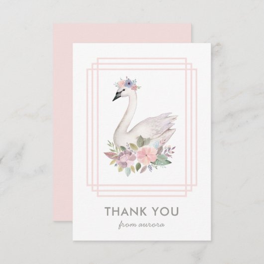 ウォーかわいらしトカラーフローラスワンプリンセス誕生日 サンキューカード (正面/裏面)