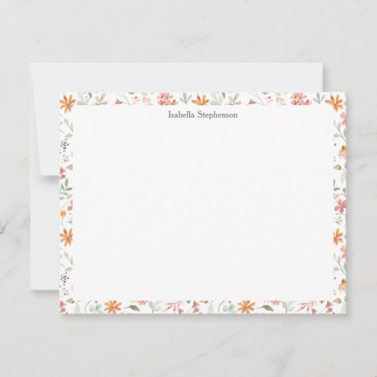 ウォーかわいらしトカラーフローラパステルパーソナライズされた ノートカード (正面)