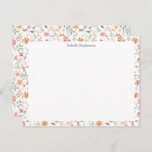 ウォーかわいらしトカラーフローラパステルパーソナライズされた ノートカード (正面/裏面)