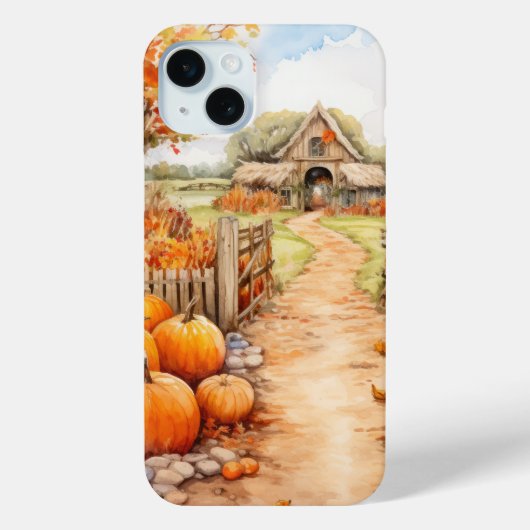 ウォーかわいらしトカラー秋秋の納屋とカボチャ Case-Mate iPhoneケース (裏面)