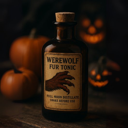 ウォーウルフの毛皮の薬 - ハロウィンの薬局ラベル シール
