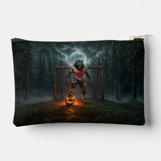 ウォーウルフサッカー選手ハロウィーン ホラーアート アクセサリーポーチ (裏面)