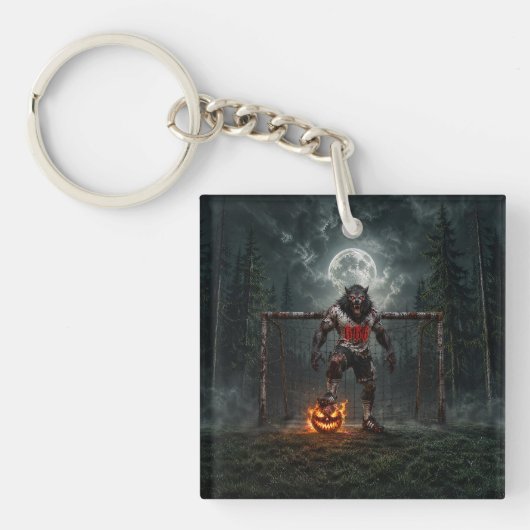 ウォーウルフサッカー選手ハロウィーン ホラーアート キーホルダー (正面)