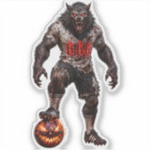 ウォーウルフサッカー選手ハロウィーン ホラーアート シール (正面)