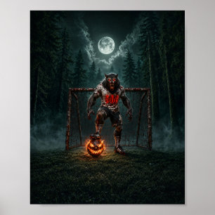 ウォーウルフサッカー選手ハロウィーン ホラーアート ポスター