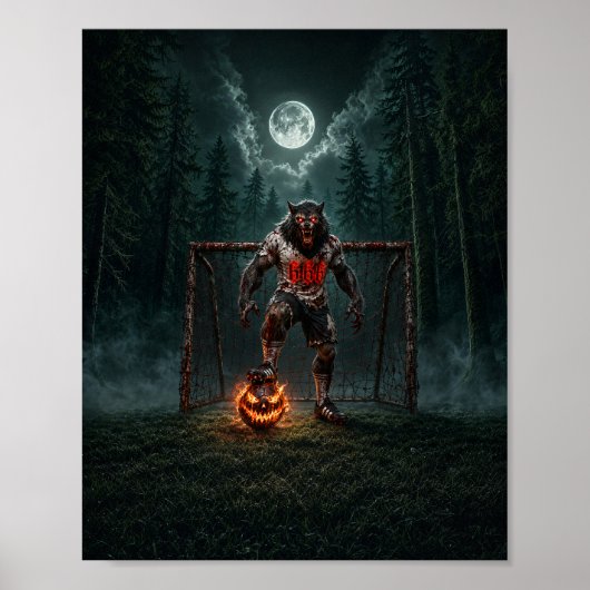 ウォーウルフサッカー選手ハロウィーン ホラーアート ポスター (正面)