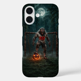 ウォーウルフサッカー選手ハロウィーン ホラーアート iPhone 16ケース