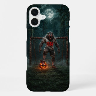 ウォーウルフサッカー選手ハロウィーン ホラーアート iPhone 16 PLUSケース