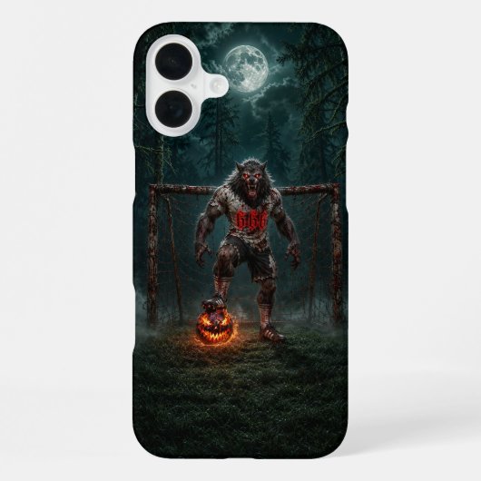 ウォーウルフサッカー選手ハロウィーン ホラーアート iPhoneケース (裏面)
