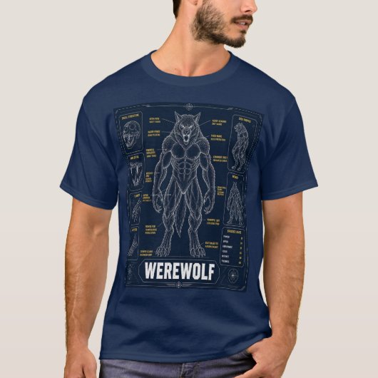 ウォーウルフ解剖学ブループリント Tシャツ (正面)
