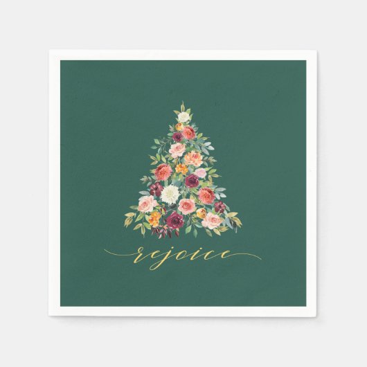 ウォーエレガントタカラーフローラツリーホリデイ スタンダードカクテルナプキン (正面)