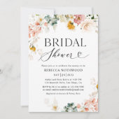 ウォーエレガントタカラーフローラパステルブライダルシャワー 招待状 (正面)