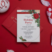 ウォーエレガントタカラーフローラホリデーパーティー招待状 招待状