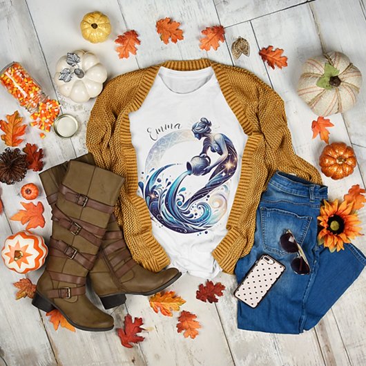 ウォーエレガントターカラーアクエリアス〔占星術の〕十二宮図カスタム Tシャツ