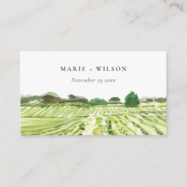 ウォーエレガントターカラーグリーンワイナリーヴィンヤード結婚ズ プレイスカード