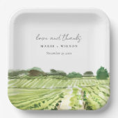 ウォーエレガントターカラーグリーンワイナリーヴィンヤード結婚ズ ペーパープレート (正面)