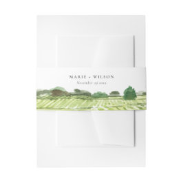 ウォーエレガントターカラーグリーンワイナリーヴィンヤード結婚ズ 招待状ベリーバンド