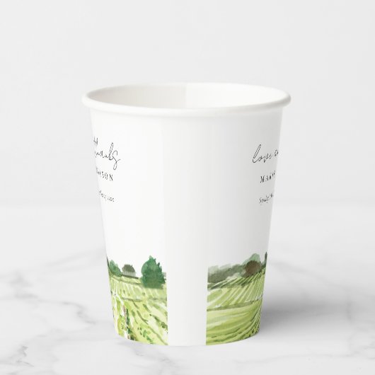 ウォーエレガントターカラーグリーンワイナリーヴィンヤード結婚ズ 紙コップ (左)