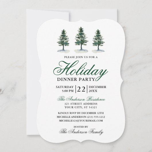 ウォーエレガントターカラーパインズホリデーパーティー 招待状 (正面)