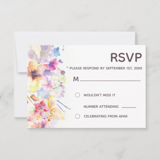 ウォーエレガントターカラーパステルフローラ | RSVP 招待状 (正面)