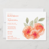 ウォーエレガントターカラーピーチピオニーブライダルシャワー 招待状 (正面)