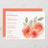 ウォーエレガントターカラーピーチピオニーブライダルシャワー 招待状 (正面/裏面)