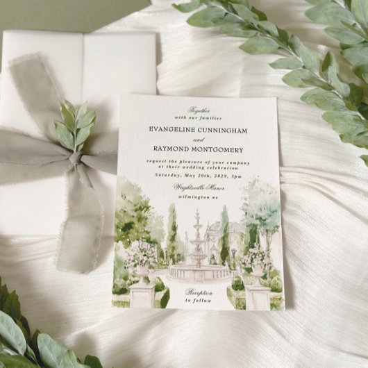 ウォーエレガントターカラーマナー庭園の結婚式 招待状