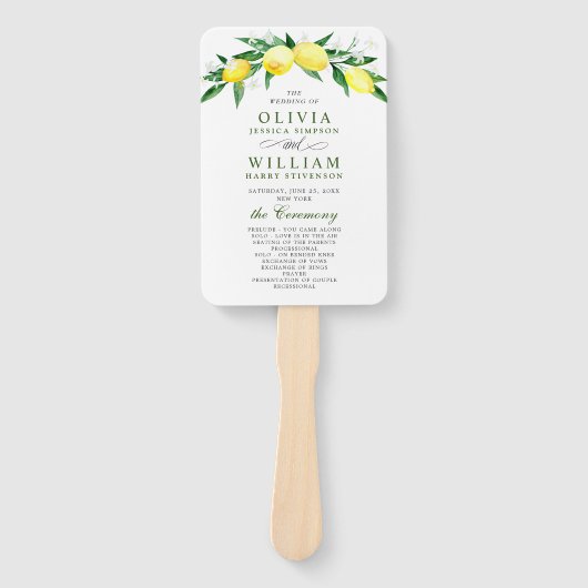 ウォーエレガントターカラーレモン開花結婚式 プログラム ハンドファン (正面)