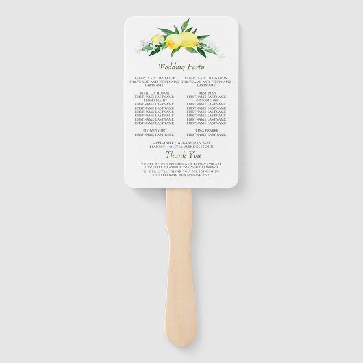 ウォーエレガントターカラーレモン開花結婚式 プログラム ハンドファン (裏面)