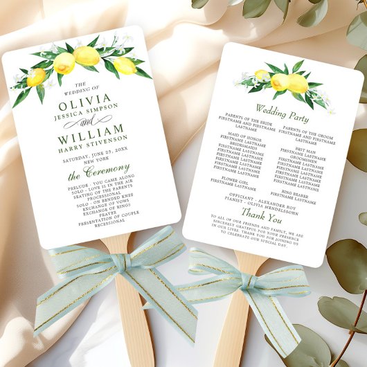 ウォーエレガントターカラーレモン開花結婚式 プログラム ハンドファン