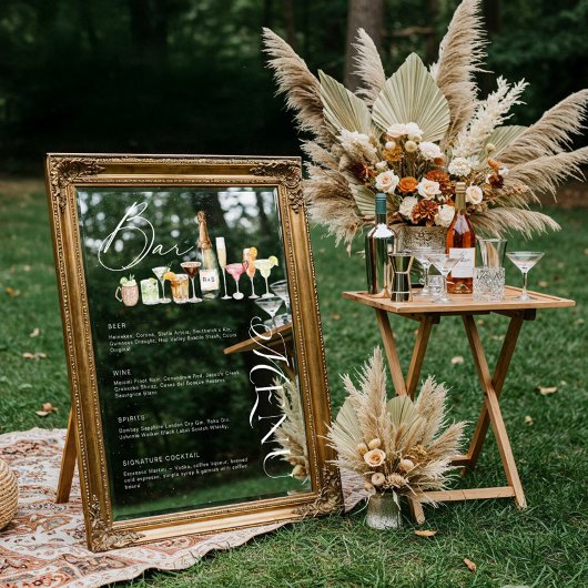 ウォーエレガントトカラーカクテルの結婚バーメニューの固定 ウィンドウサイン