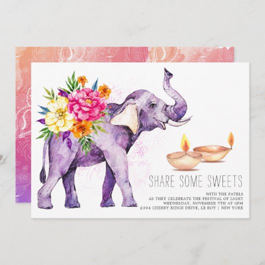 ウォーエレガントトカラーディワリフェスティバル招待状 (正面/裏面)