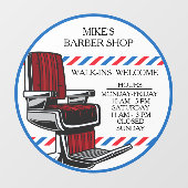 ウォーカスタマイズクインウェルカム理容師チェアショップ時間 ウィンドウサイン (シート)