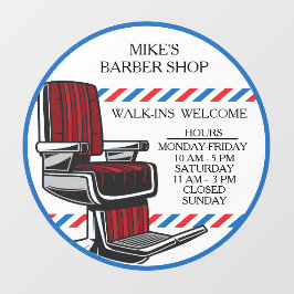 ウォーカスタマイズクインウェルカム理容師チェアショップ時間 ウィンドウサイン