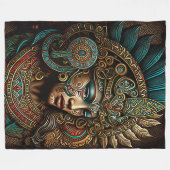 ウォーカラフルアステカラープリンセス毛布 フリースブランケット (正面(横))