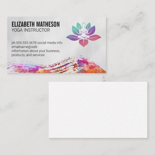 ウォーカラフルタカラーのブラシ |ヨガロゴ 名刺 (正面/裏面)