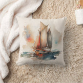 ウォーカラフルターカラーセーリングボート装飾用クッション クッション (ブランケット)