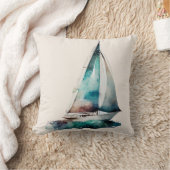 ウォーカラフルターカラーセーリングボート装飾用クッション クッション (ブランケット)