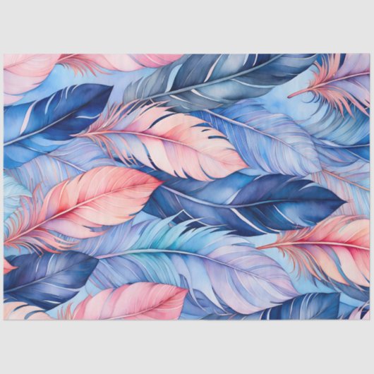 ウォーカラフルターカラーフェザーアートティッシュペーパー 薄葉紙 (正面)