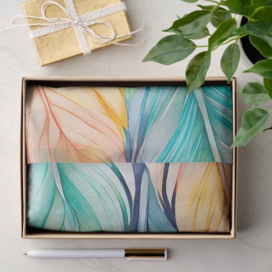 ウォーカラフルターカラーフェザーアートティッシュペーパー 薄葉紙 (ギフト)