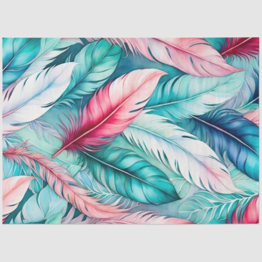 ウォーカラフルターカラーフェザーアートティッシュペーパー 薄葉紙 (正面)